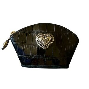 Brighton small patent croc leather black coin wallet